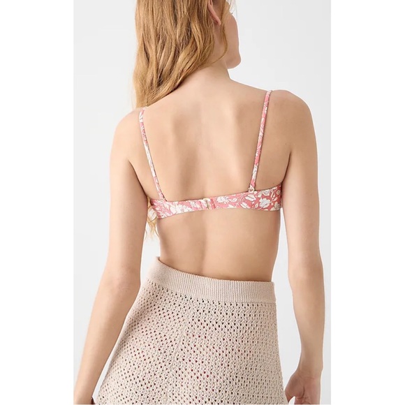 NWT - J. Crew - Pink O-ring Bandeau Bikini Top in Tossed Floral - Size Medium - Picture 3 of 4